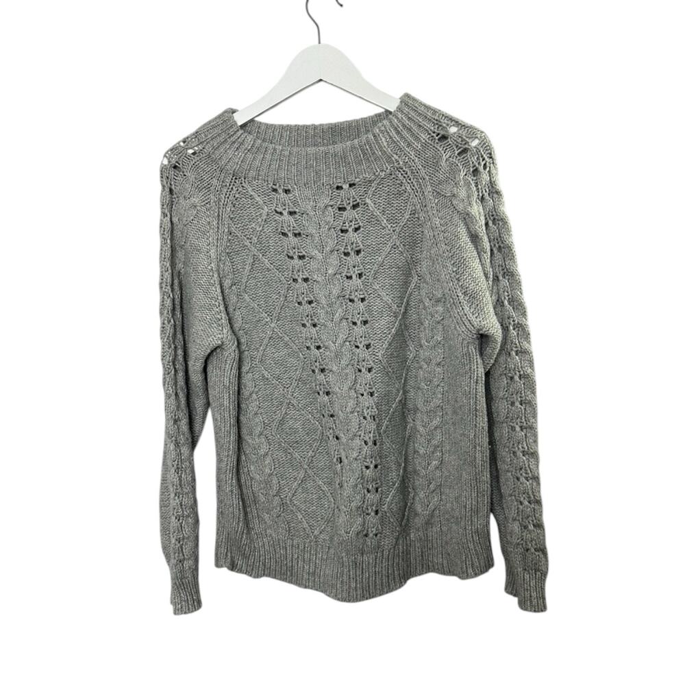J.Crew Gray Cable Knit Mock Neck Sweater Women's Size Large